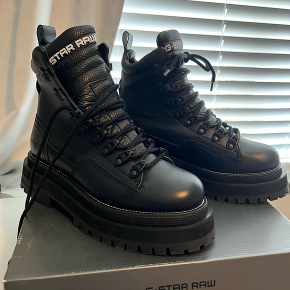G-Star Black Leather Boots - Picture 8 of 15
